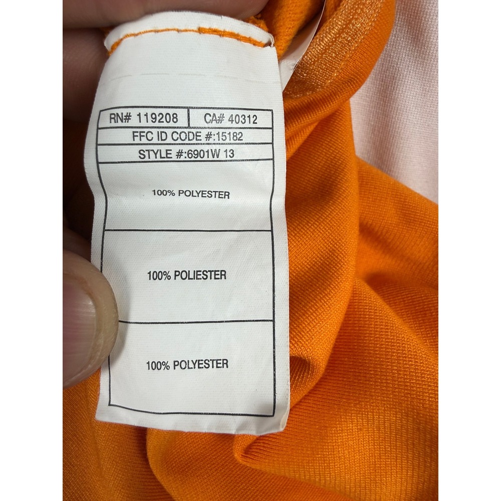 Adidas 1/4 Zip Pullover Shirt Large Orange White 3-Stripe Athletic Track Top L - Picture 8 of 9